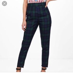 Navy and green plaid pants NWT